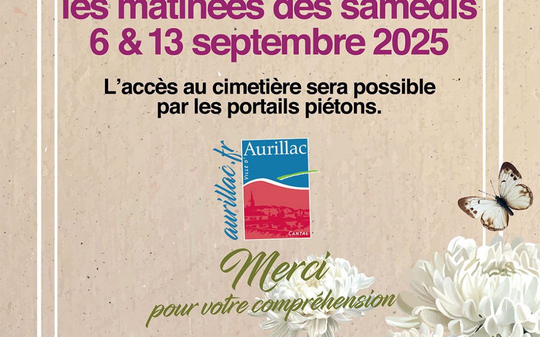 Fermeture exceptionnelle de l’accueil du cimetière les matinées des samedis 6 et 13 septembre