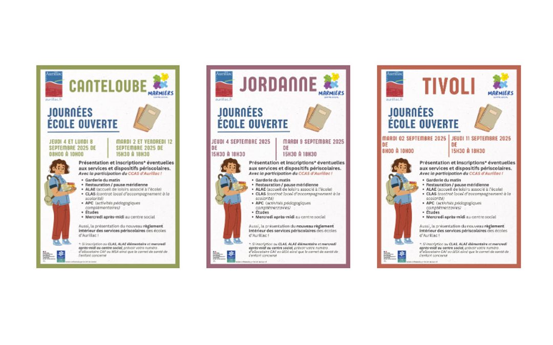 Rentrée scolaire : journées écoles ouvertes pour Tivoli, Canteloube et la Jordanne
