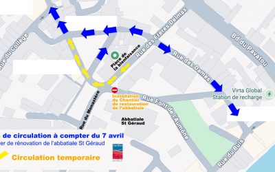 Chantier de rénovation de l’abbatiale Saint Géraud / Circulation modifiée à compter du 7 avril