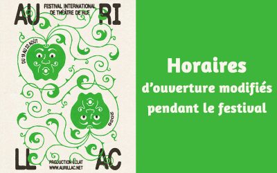 Horaires d&rsquo;ouverture pendant le Festival d&rsquo;Aurillac / Service Population